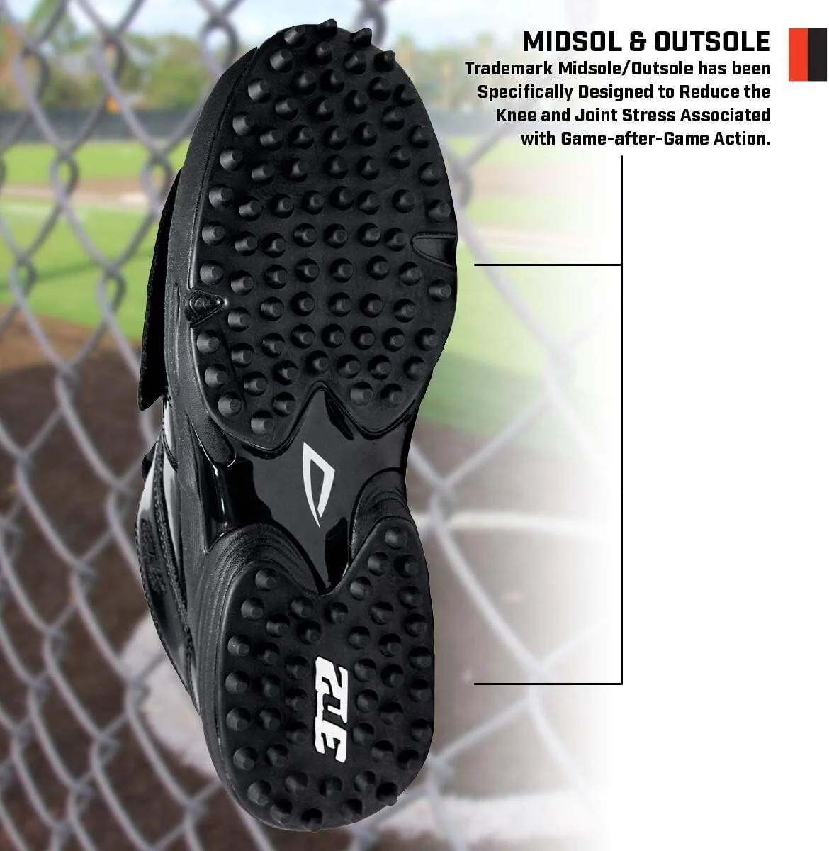 3N2 Men's Umpire Shoe Reaction Pro Plate Lo  Patent Leather-Black
