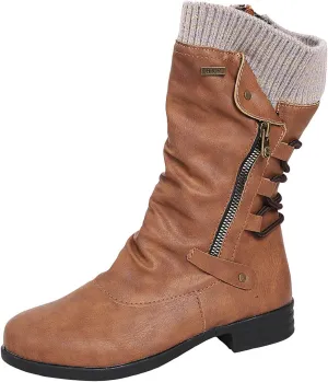 Ankle Boots for Women Comfy Mid Calf Boots for Women Low Heel Winter Flat Large Size Woolen Mouth Mid Calf Boots
