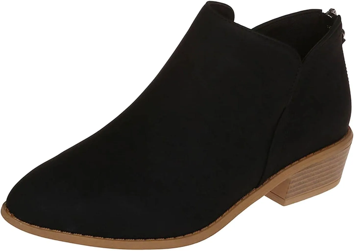 Ankle Boots for Women Low Heel Chunky Heel Boots Women's Fashion Color Matching Fall Winter Side Zipper Short Boots