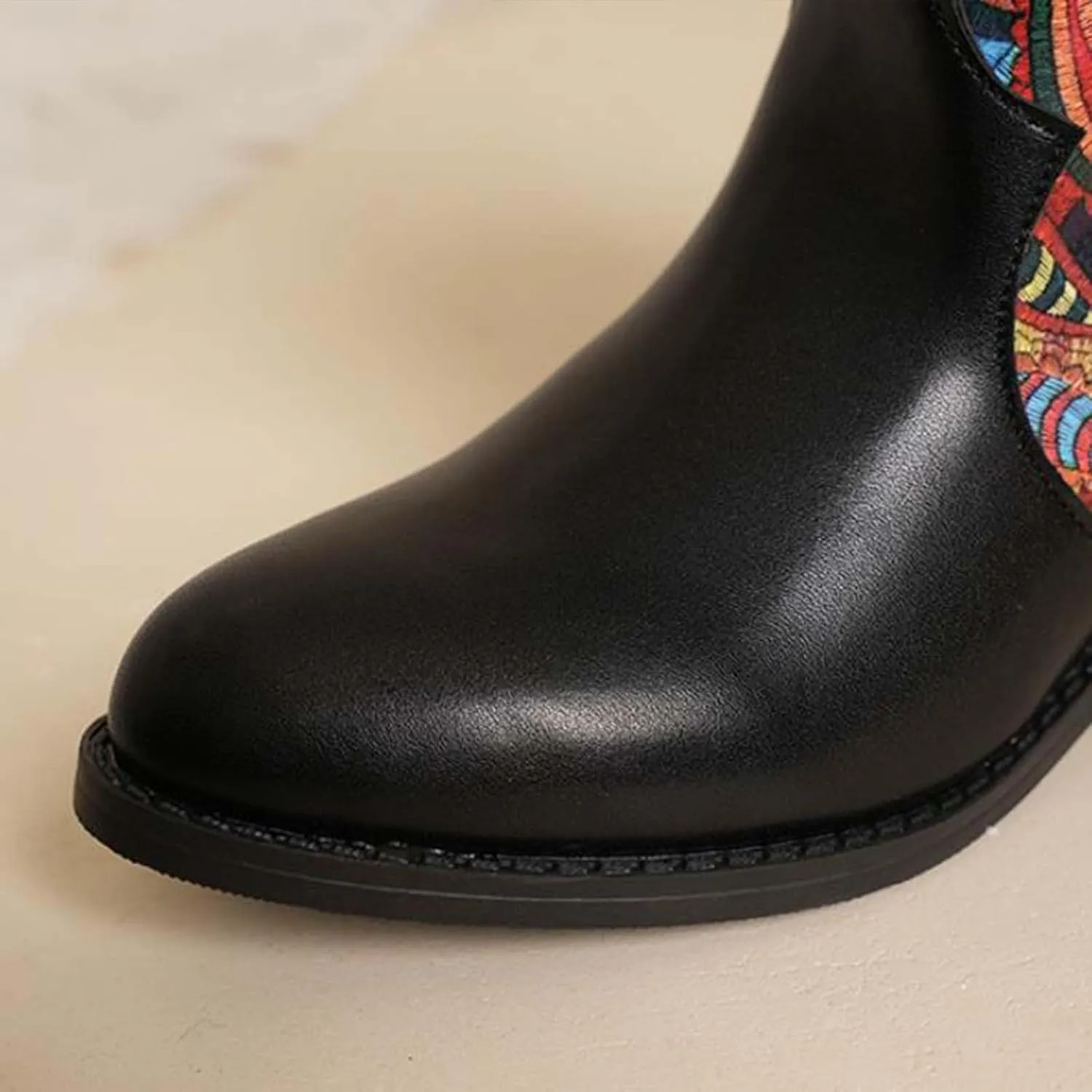 Ankle Cowboy Boots for Women Botas Mujer Heels Boots Leather Wedge Boots for Women Mens Black Round toe Ankle High Western Boots Wide Width Dress Booties for Women Plus Size