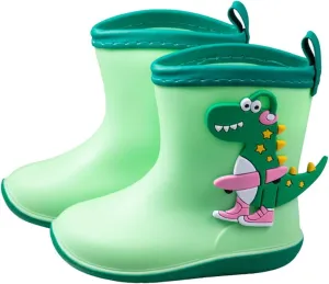 artoon Dinosaur Rain Boots For Toddler Baby Boys Girls aterproof Non Slip Shoes Outdoor Paly Soft Roller Booties