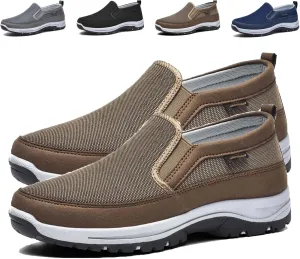 Auguscare Shoes - Auguscare Shoes Men Seniors, Breeze Shoes for Men, Men's Arch Support Slip-on Canvas Loafers (Brown,10.5)