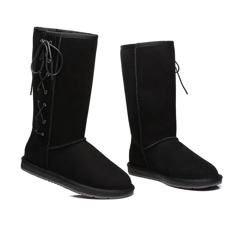 AUSTRALIAN SHEPHERD® UGG Boots Women Double Face Sheepskin Tall Side Lace