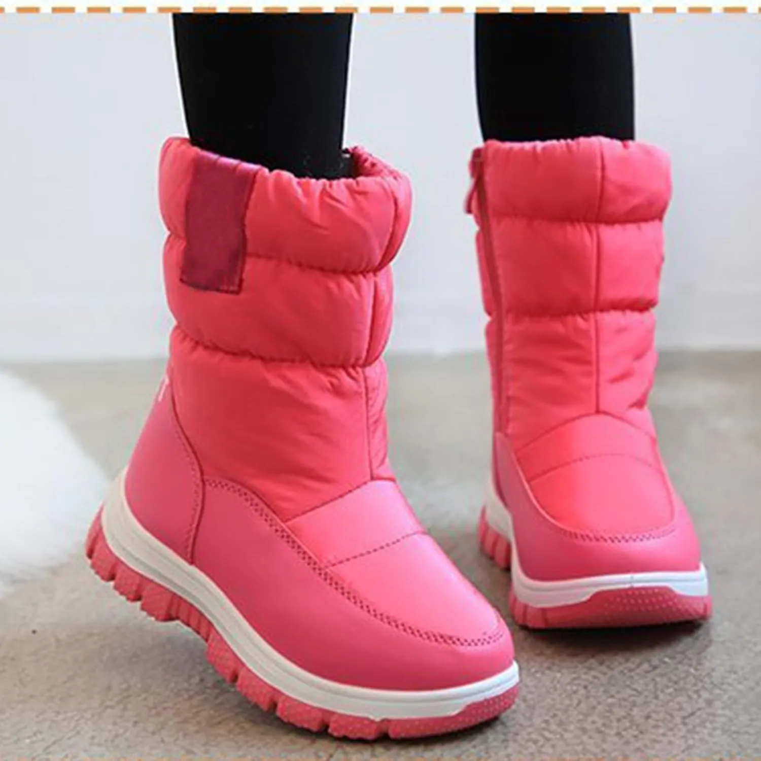 Big Kids Thick Snow Boots Boys Girls Kids Childrens Outdoor Ski Fashion Shoes Winter Warm Light Non Slip Flat Booties