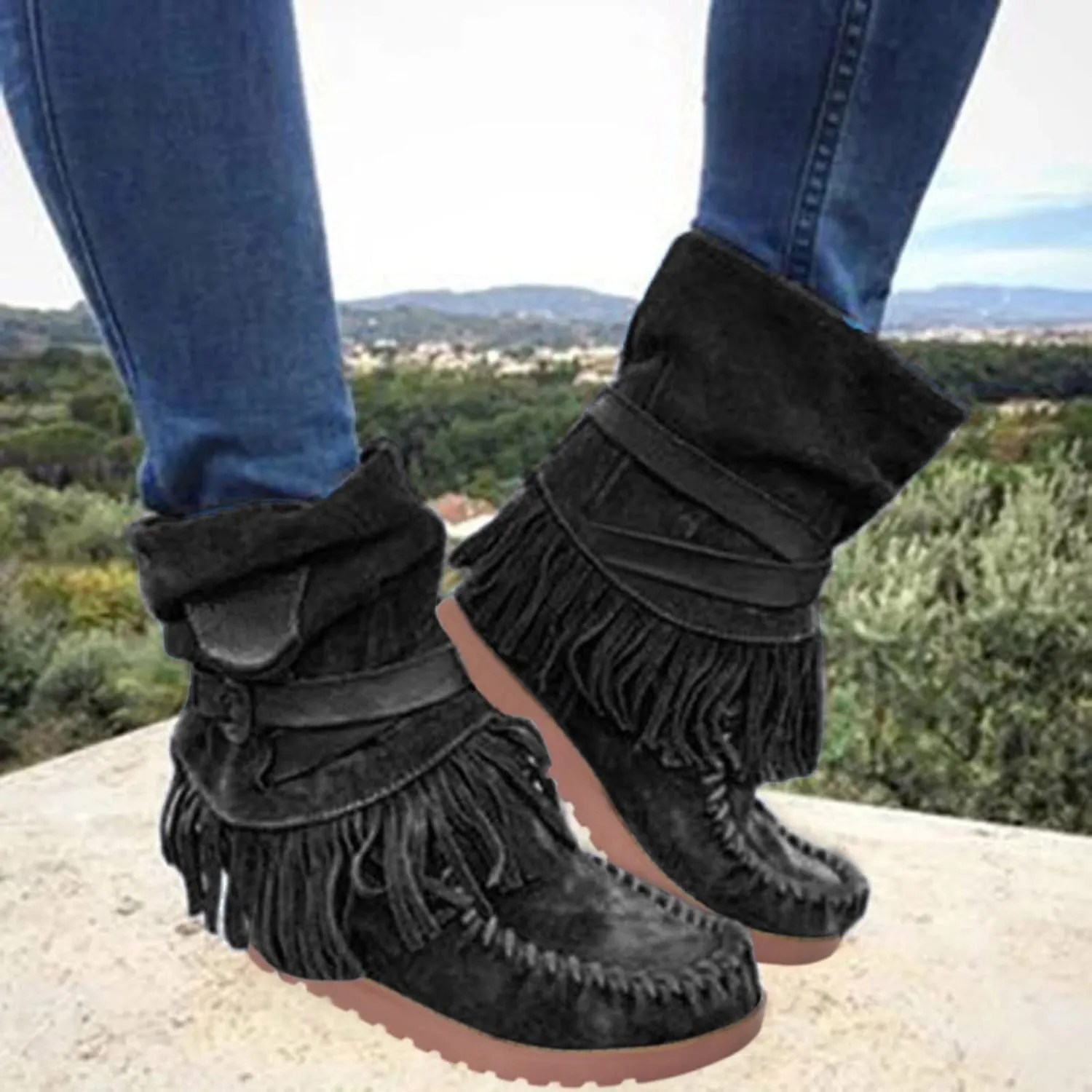 Black Booties for Women Black Boots for Women Wedge Heel Boots Womens Dressy Casual Low Heel Black Ankle Boots with Heels and Laces Walking Boot for Sprained Ankle Extra Large
