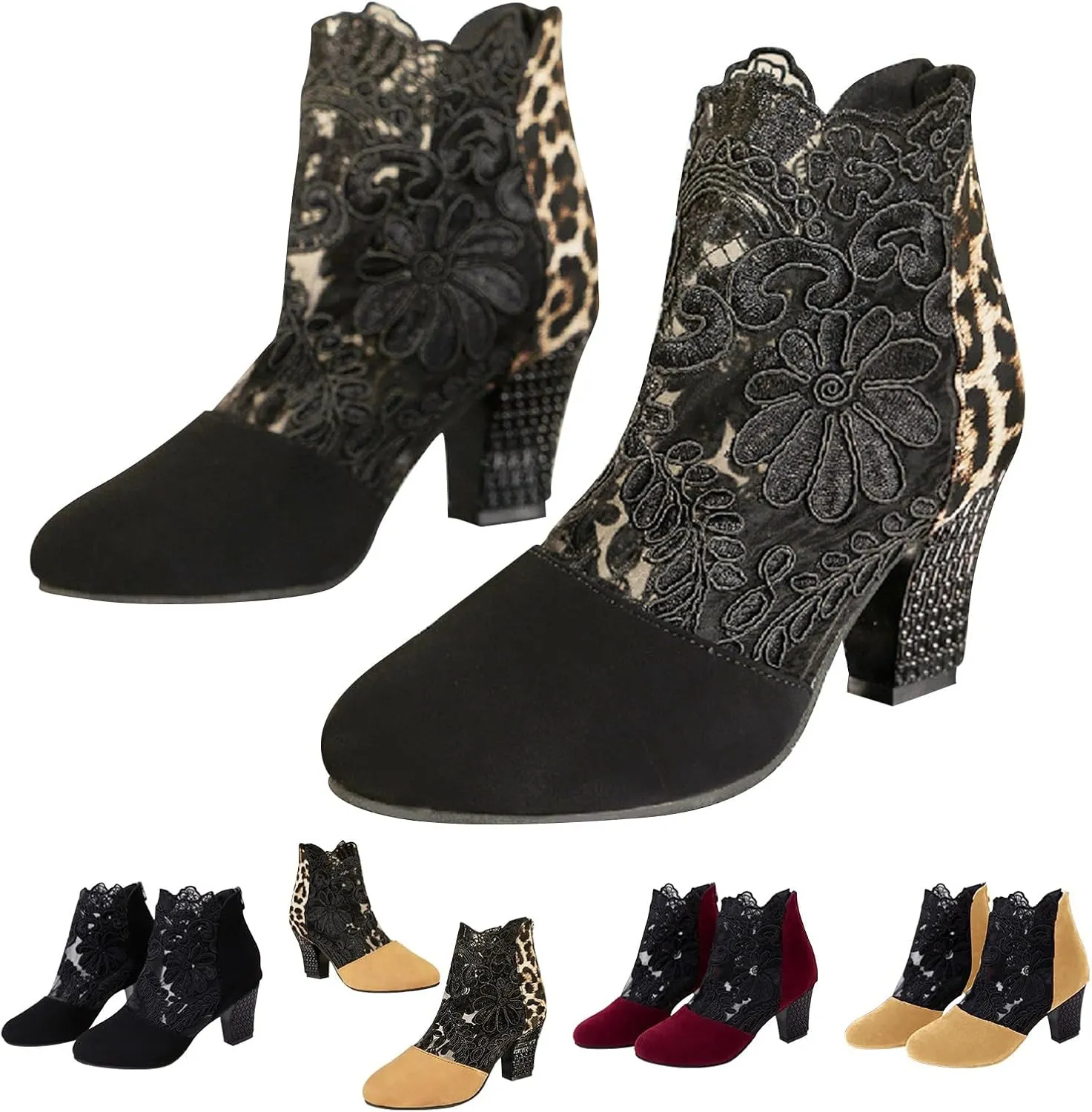Black Booties Wide Width Ankle Boots for Women Bridal Boots Extra Wide Boots for Women Red Ankle Boots for Women Low Heel Dressy White Ankle Boots for Women with Heel