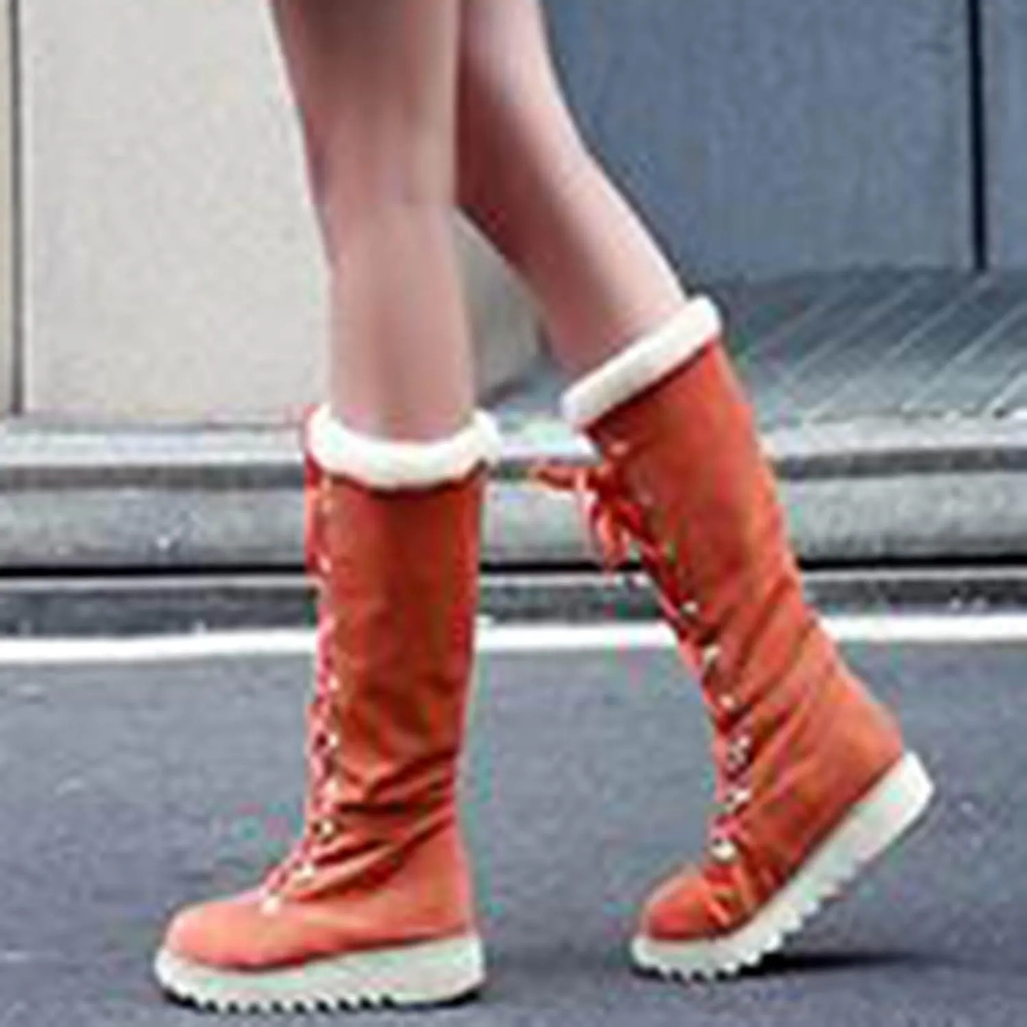 Boots for Women Lace Up Soft Furry Fur Warm Comfortable Womens Boots Round Toe Thick Sole Anti-slip Fashion Boots