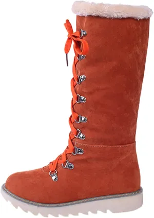 Boots for Women Lace Up Soft Furry Fur Warm Comfortable Womens Boots Round Toe Thick Sole Anti-slip Fashion Boots