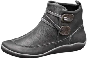 Boots for Women Vintage Leather Round Toe Slip On Womens Boots Flat Soft Comfortable Warm Winter Boots for Women