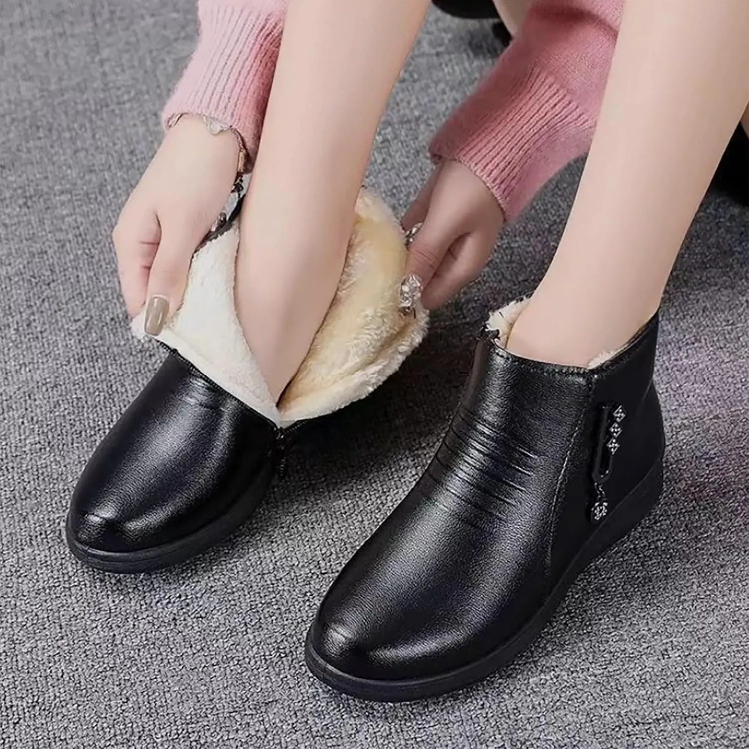 Botines De Mujer Casual Boots for Women Denim Boots Low Heel Dress Boots for Women Ankle Boots for Women with Heel Leather Women's Wide Width Flat Booties