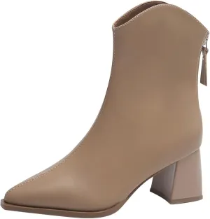 Botines Para Mujer Wide Boots Winter Heels Ladies Low Heel Boots Black Boots Ankle Grey Leather Booties Women Ankle Boots