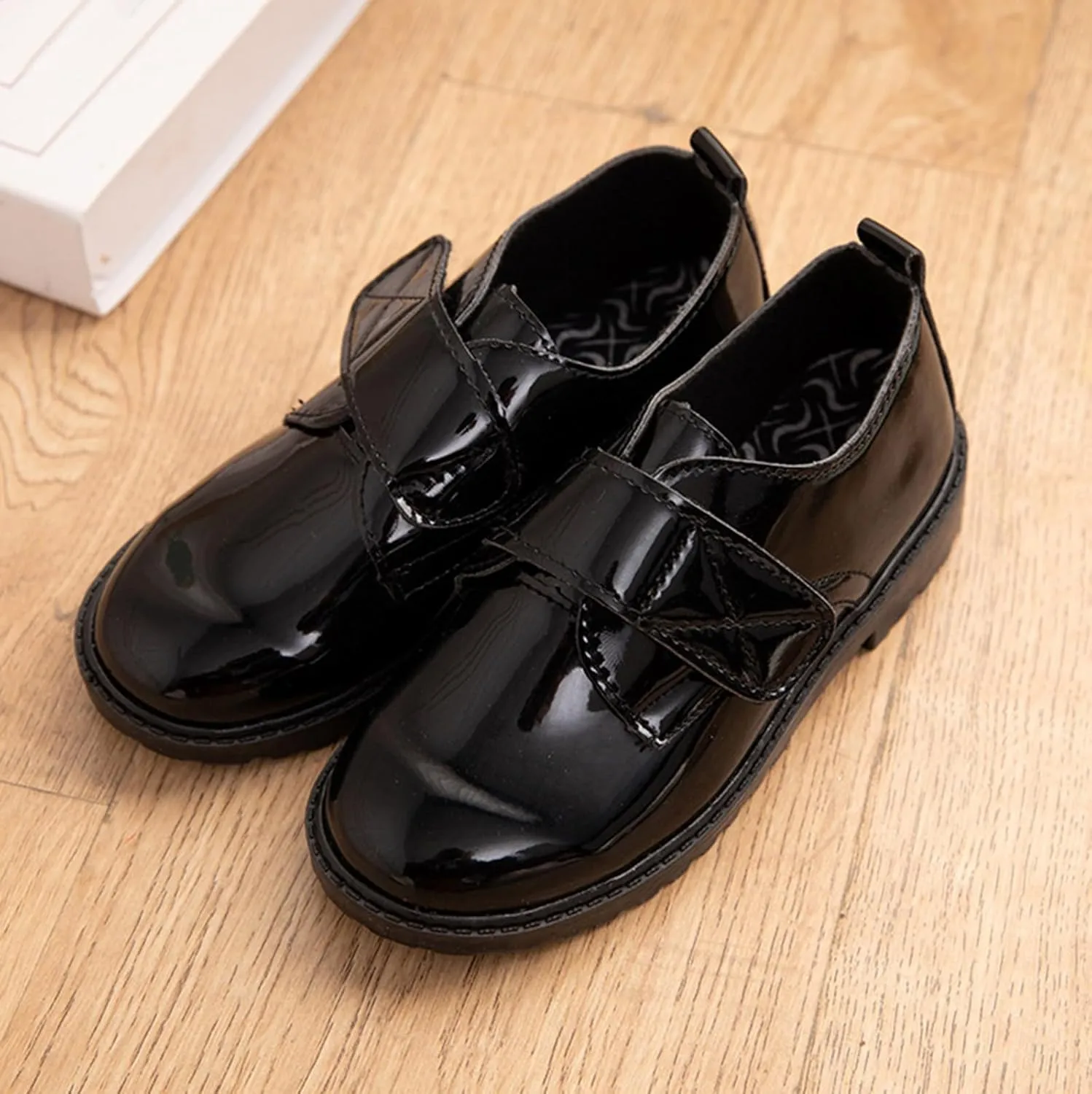 Boys Dress Leather Shoes with Lace Strap Flat Non Slip Wedding School Uniform Formal Sneakers Kids Ankle Soft Shoes