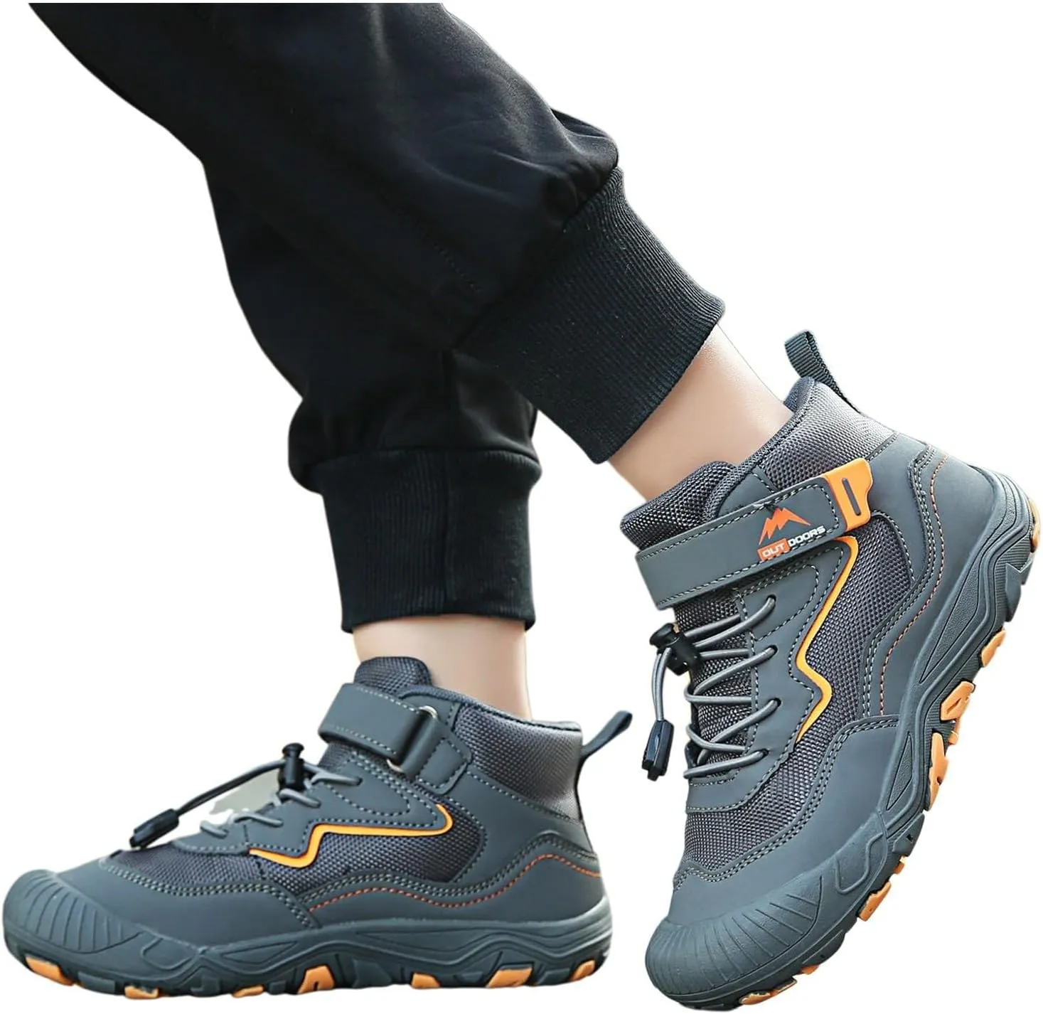 Boys Girls Hiking Sneakers High Top Lace-Up Lightweight Breathable Outdoor Athletic Shoes Tennis Soccer Sports Shoes