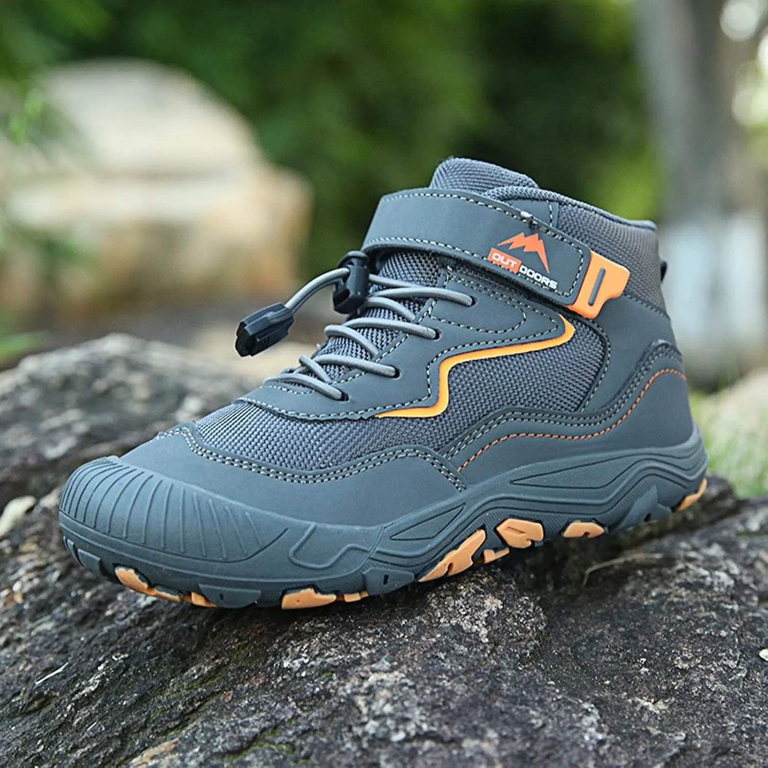 Boys Girls Hiking Sneakers High Top Lace-Up Lightweight Breathable Outdoor Athletic Shoes Tennis Soccer Sports Shoes