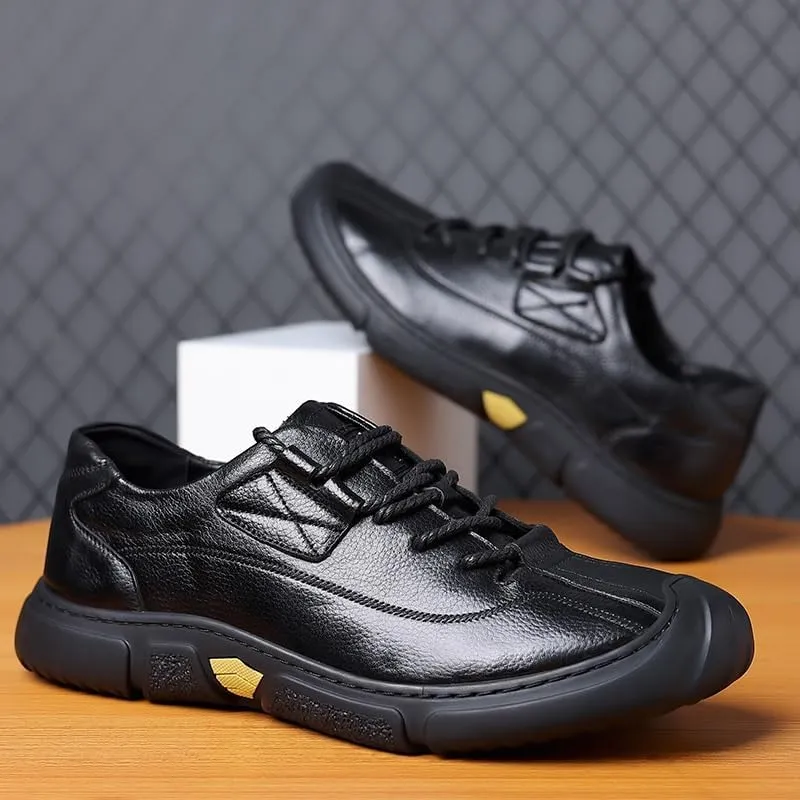 Casual Oxford Derby Orthopedic Leather Shoes No-Stripe Comfortable Walking Shoes Business Office Loafers Work Flats Sneakers(7)