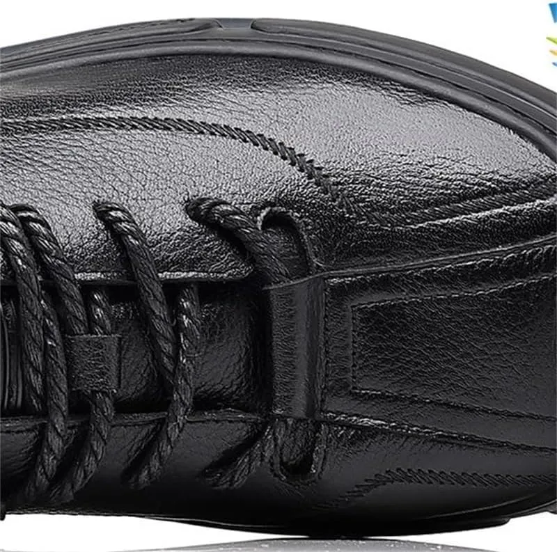 Casual Oxford Derby Orthopedic Leather Shoes No-Stripe Comfortable Walking Shoes Business Office Loafers Work Flats Sneakers(7)