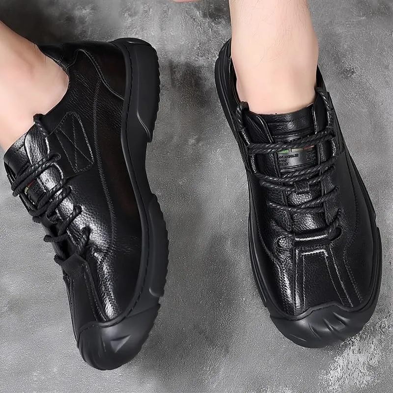 Casual Oxford Derby Orthopedic Leather Shoes No-Stripe Comfortable Walking Shoes Business Office Loafers Work Flats Sneakers(7)