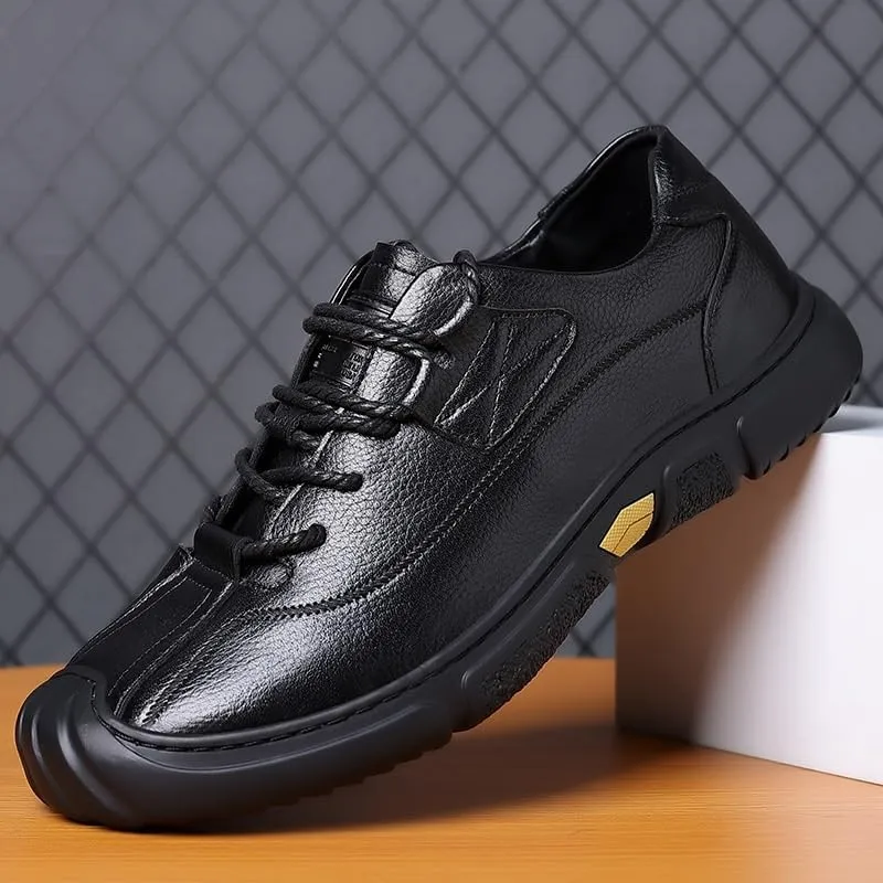 Casual Oxford Derby Orthopedic Leather Shoes No-Stripe Comfortable Walking Shoes Business Office Loafers Work Flats Sneakers(7)