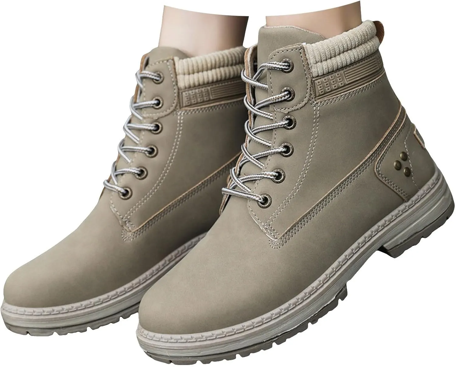 Cathalem Women's Combat Boots, Women's Work Waterproof Hiking Combat Boots Lace up Low Heel Booties Ankle Boots