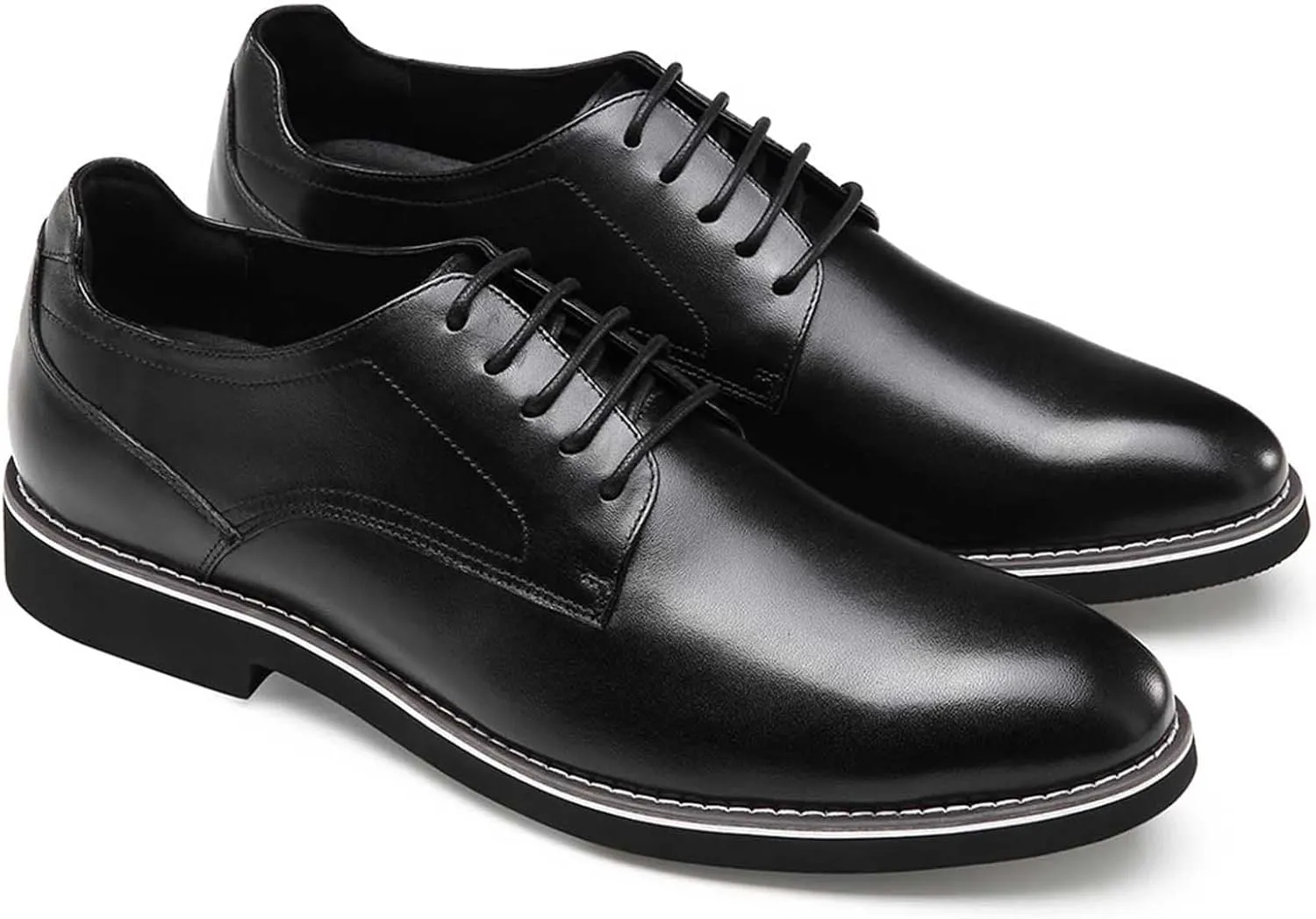 CHAMARIPA Elevator Shoes for Men- Black Leather Height Increase Dress Formal Shoes That Make You Taller 3.15 Inches.