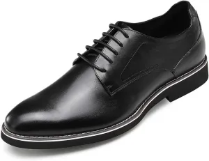 CHAMARIPA Elevator Shoes for Men- Black Leather Height Increase Dress Formal Shoes That Make You Taller 3.15 Inches.