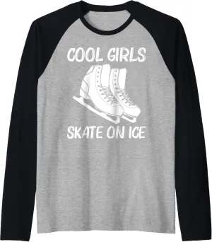 Cool Figure Skating For Girls Kid Spin Jump Ice Skate Skater Raglan Baseball Tee