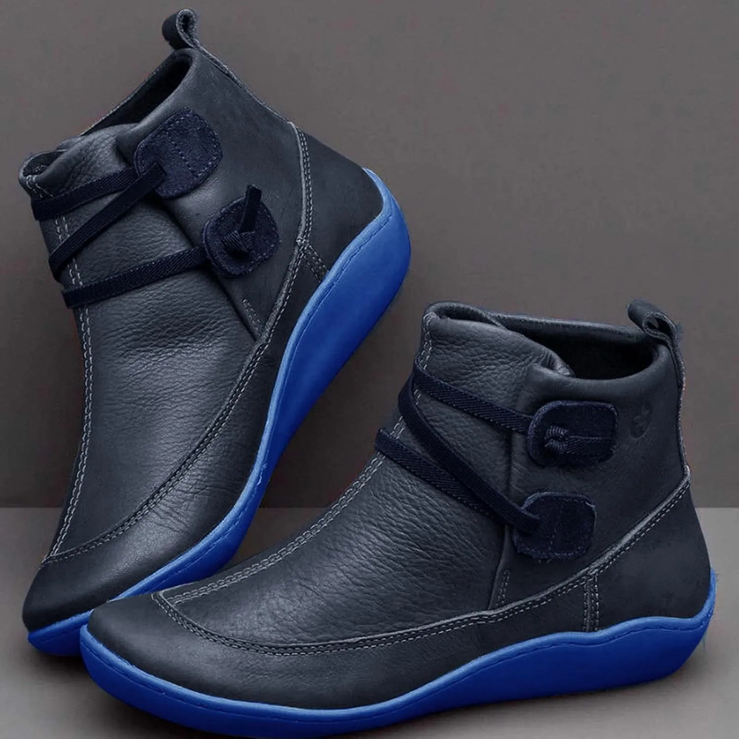 Cowboy Ankle Boots for Women Boots for Women Heeled Boot Women's Black Combat Boots Womens Leather Ankle Boots Flat Women Lace Up Buckle Belt High Heels Platform Ankle Boots