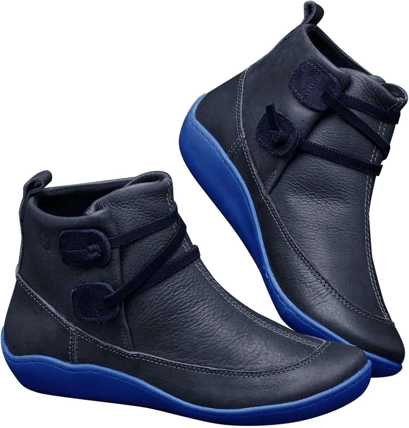 Cowboy Ankle Boots for Women Boots for Women Heeled Boot Women's Black Combat Boots Womens Leather Ankle Boots Flat Women Lace Up Buckle Belt High Heels Platform Ankle Boots