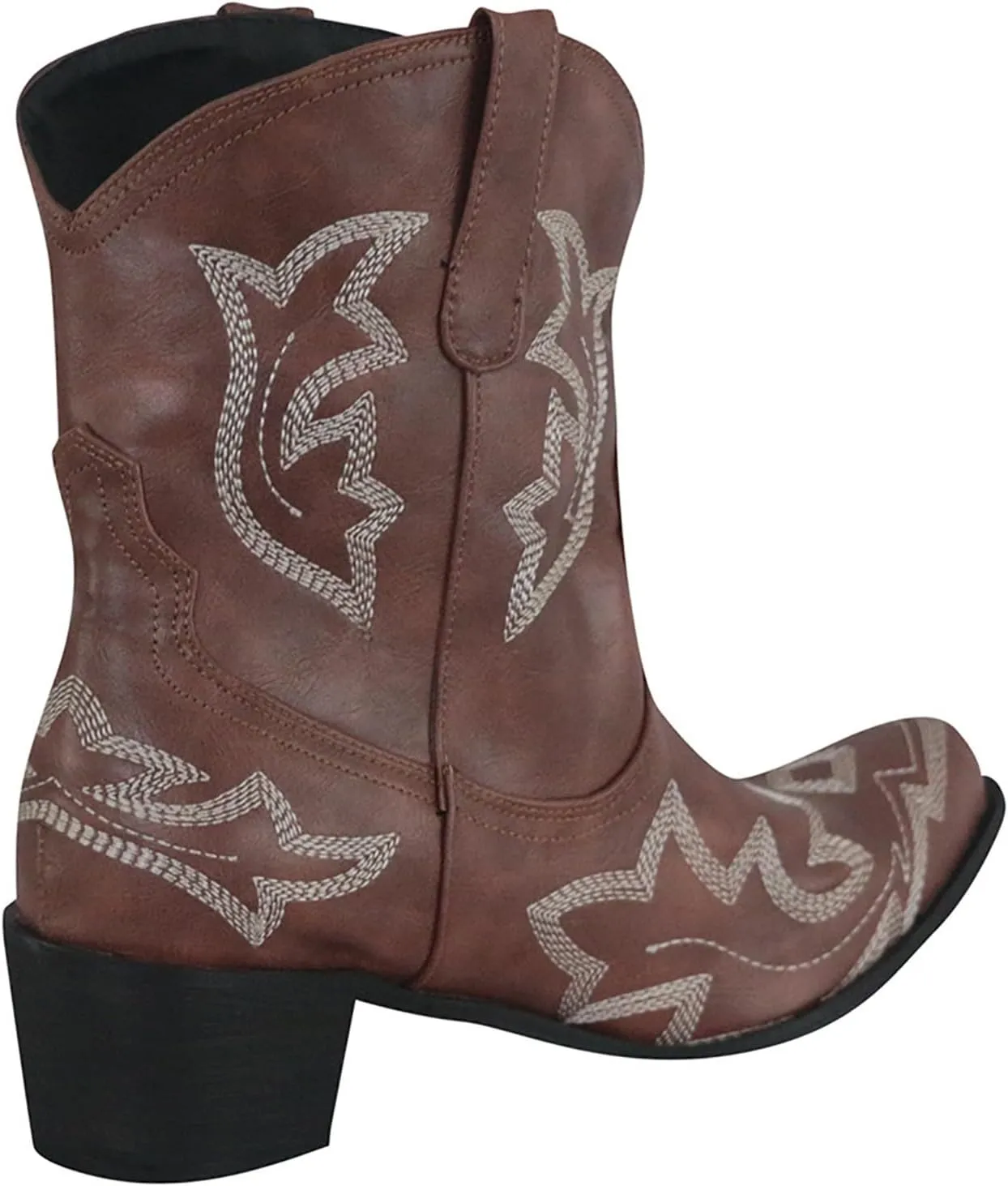 Cowboy Boots for Women Ankle Boots for Women Comfy Vintage Women's Leather Non-Slip Low Heel Pull-On Rider Boots