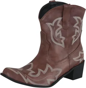 Cowboy Boots for Women Ankle Boots for Women Comfy Vintage Women's Leather Non-Slip Low Heel Pull-On Rider Boots