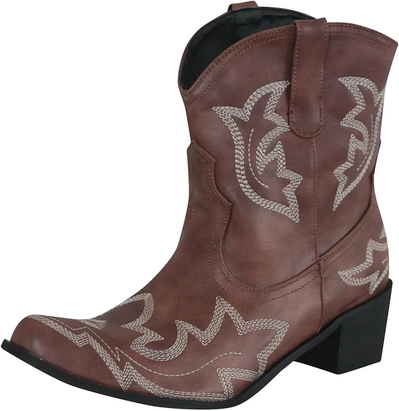 Cowboy Boots for Women Ankle Boots for Women Comfy Vintage Women's Leather Non-Slip Low Heel Pull-On Rider Boots