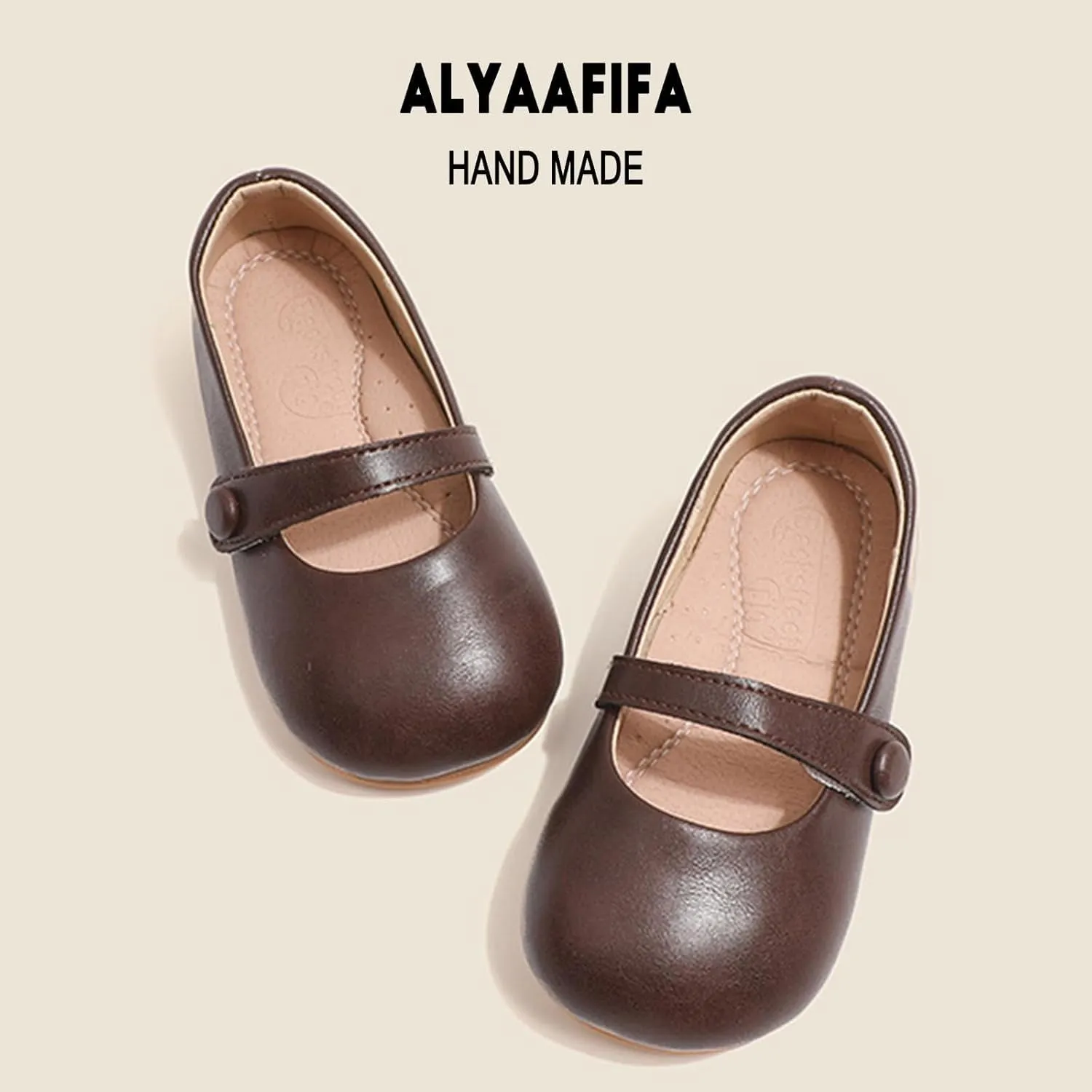 Cute Mary Jane Flats for Girls Closed Round Toe Ankle Strap Hook and Loop Pumps Toddler Little Kids Big Kid Casual Party School Uniform Dress Shoes Lightweight