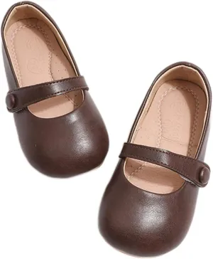 Cute Mary Jane Flats for Girls Closed Round Toe Ankle Strap Hook and Loop Pumps Toddler Little Kids Big Kid Casual Party School Uniform Dress Shoes Lightweight