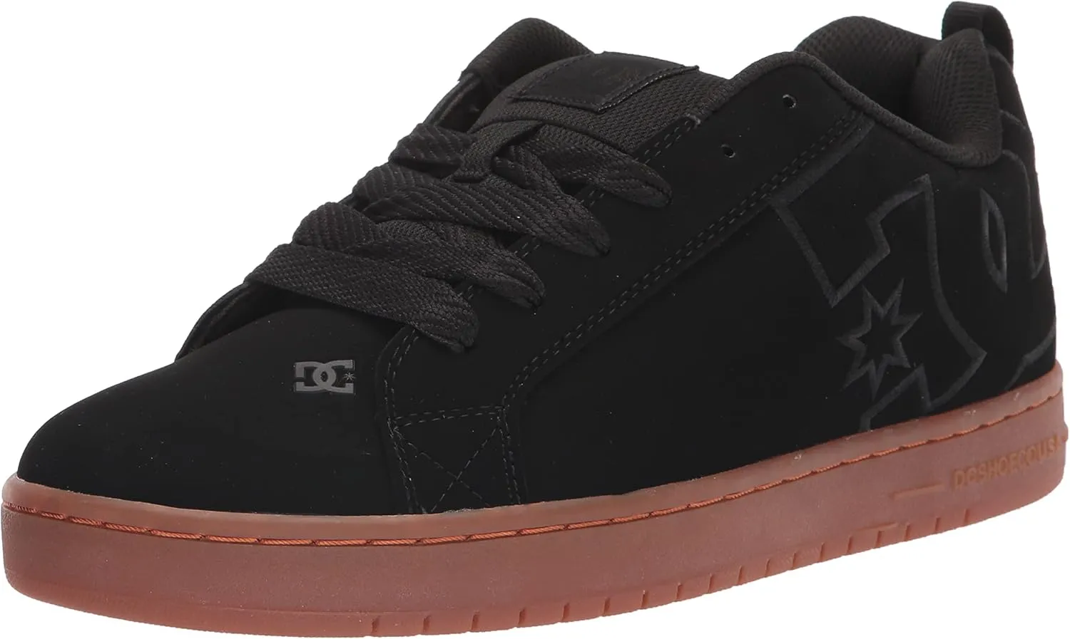 DC Men's Court Graffik Casual Low Top Skate Shoe Sneaker, Black/Gum/Black, 10
