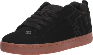 DC Men's Court Graffik Casual Low Top Skate Shoe Sneaker, Black/Gum/Black, 10