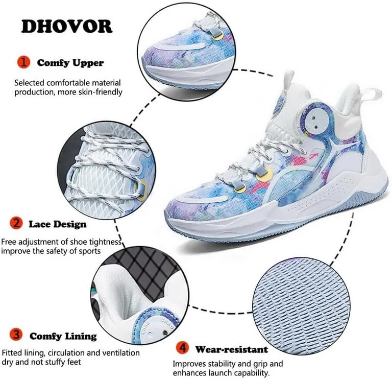 DHOVOR Womens Basketball Shoes Girls Fashion Basketball Sneakers Non Slip Tennis Shoes for Womens Indoor and Outdoor