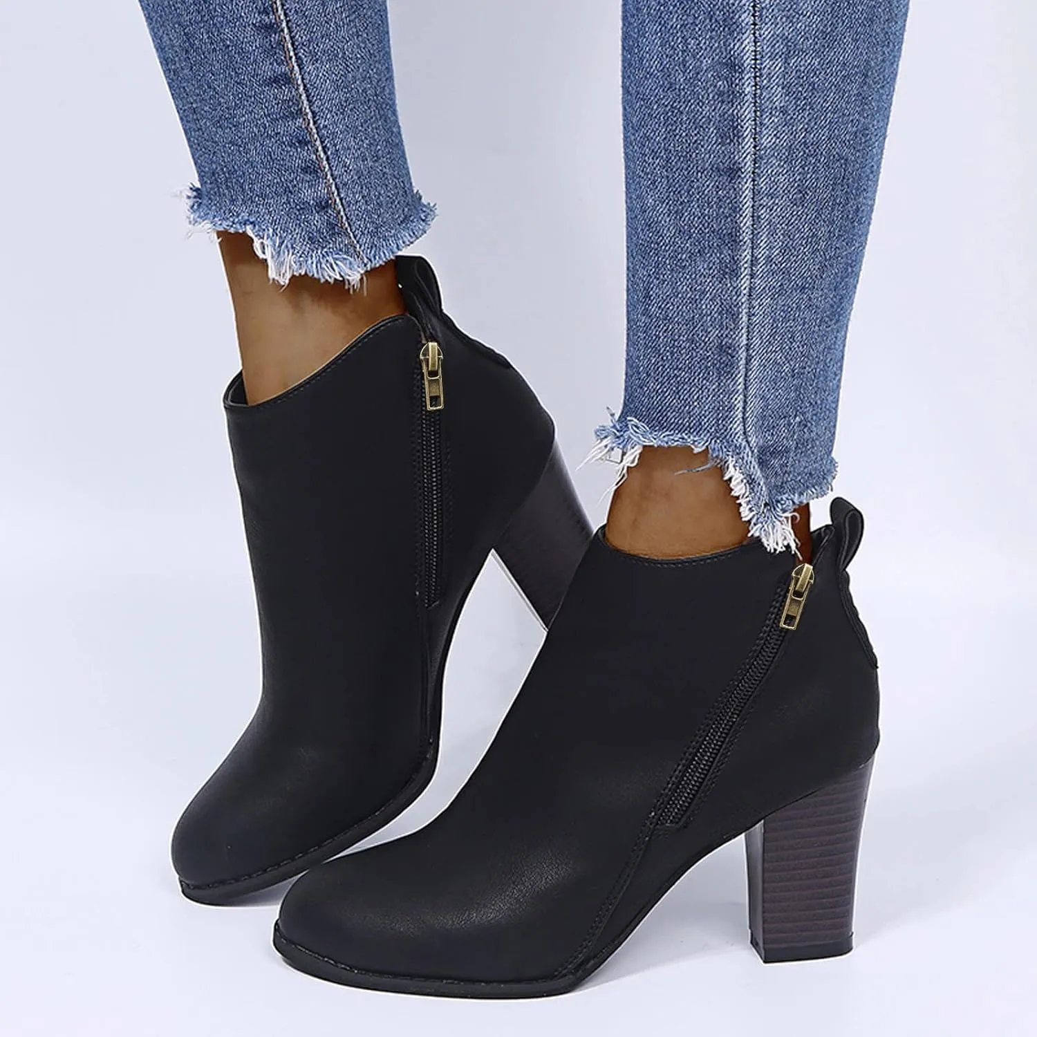 Dress Boots Women Ankle Western Boots for Women Blue Booties Dark Brown Ankle Boots for Women Women'S Leather Ankle Boots Zipper Winter Booties Wide Width White Cowboy Booties