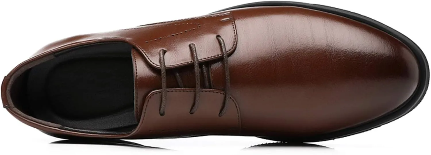 Dress Shoes for Men Lace Up Burnished Round Toe Derby Shoes Vegan Leather Resistant Non Slip Anti-Slip Party
