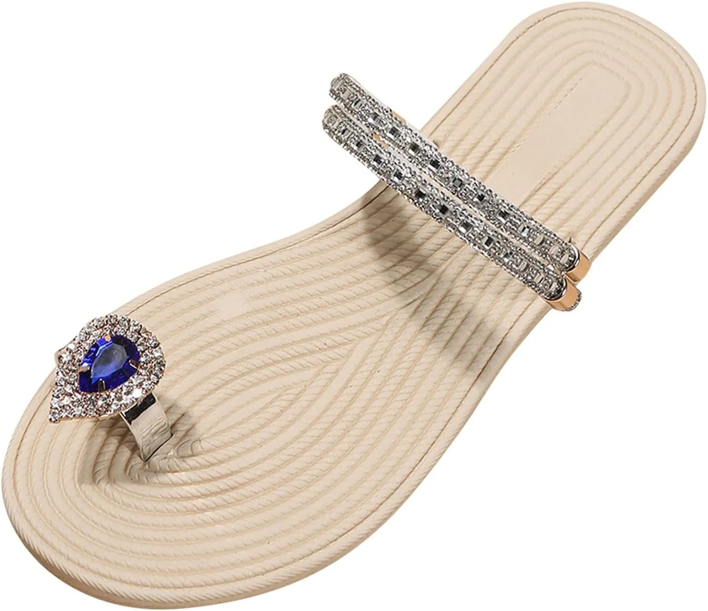 Eduavar Sandals for Women Dressy Summer, Orthopedic Sandals for Women Rhinestone Flat Sandals Comfortable Ring Toe Slippers