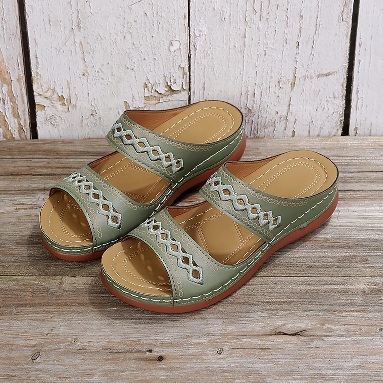 Eduavar Sandals for Women Dressy Summer, Womens Sandals Comfortable Slip On Sandals Open Toe Slip On Walking Sandals Shoes