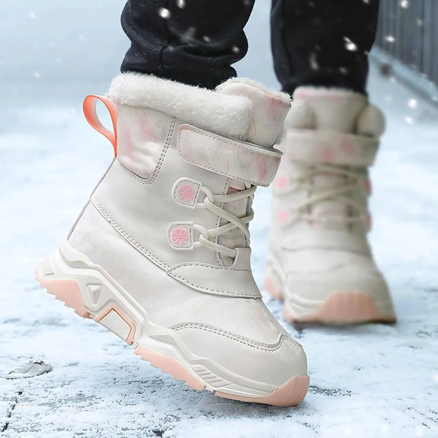 Fashion Big Kids Winter Water Proof Flat Keep Warm Snow Boots Comfortable Mid Boots Shoes Shoes Girls Size 6