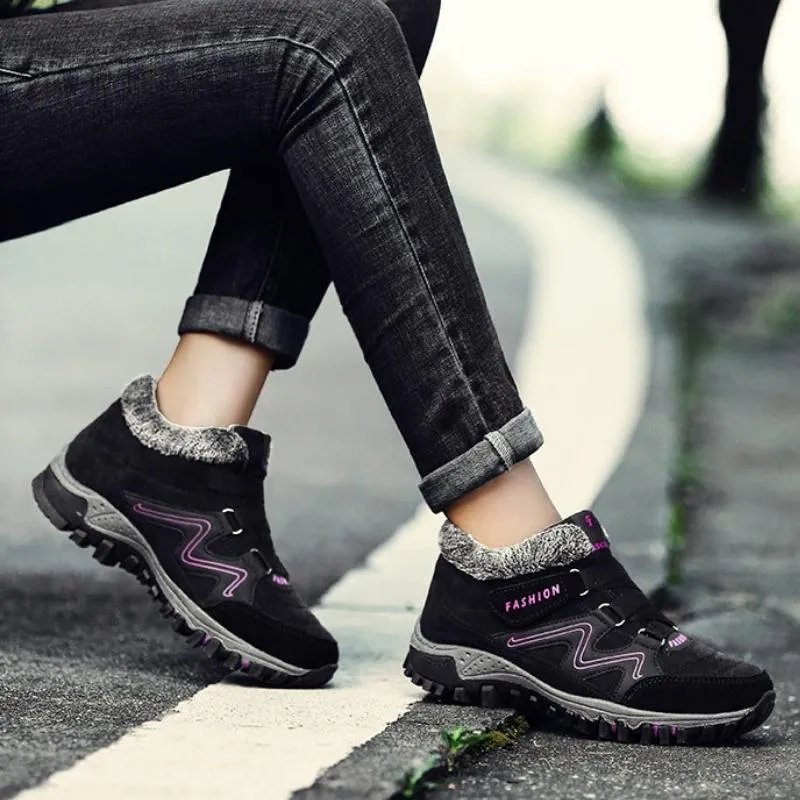 Fur Lined Waterproof Hiking Boots Walking Shoes For Women