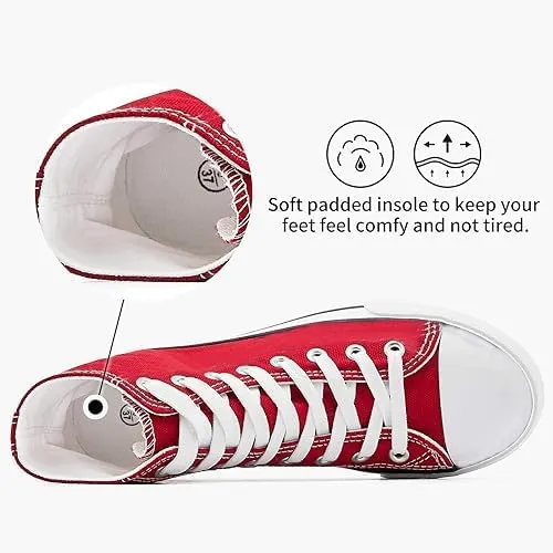 FUUPNN Platform Sneakers Canvas Fashion Lace Up Classic Casual Walking Shoes High Tops Canvas Shoes Casual Tennis Shoes