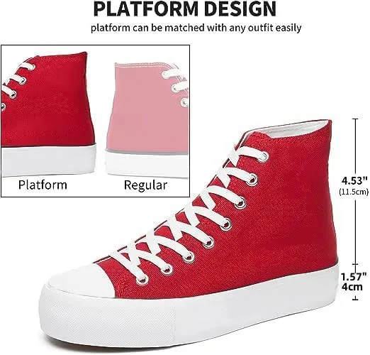 FUUPNN Platform Sneakers Canvas Fashion Lace Up Classic Casual Walking Shoes High Tops Canvas Shoes Casual Tennis Shoes
