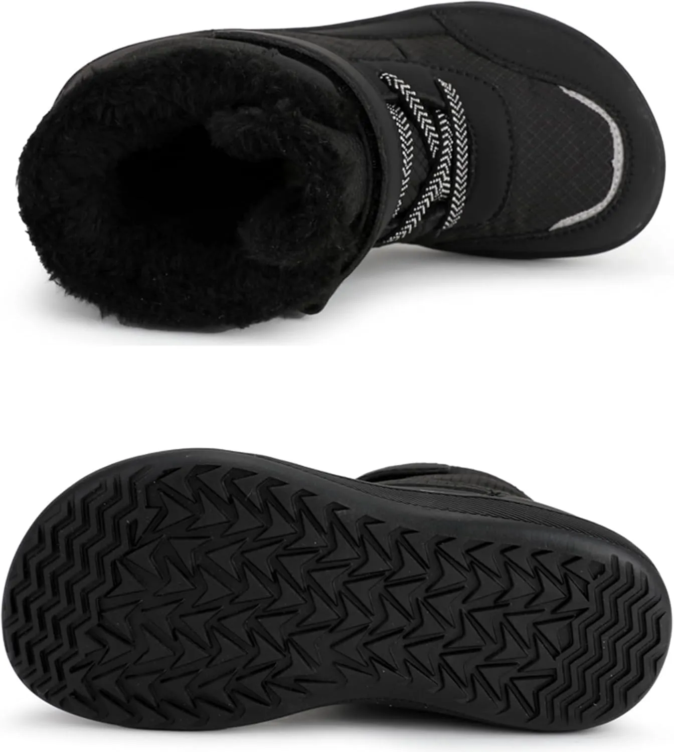 Fuzzy Lined Warm Snow Booties For Childrens Boys Girls Kids Open Toe Leather Soft Sole Boots Shoes Non Slip Sneaker