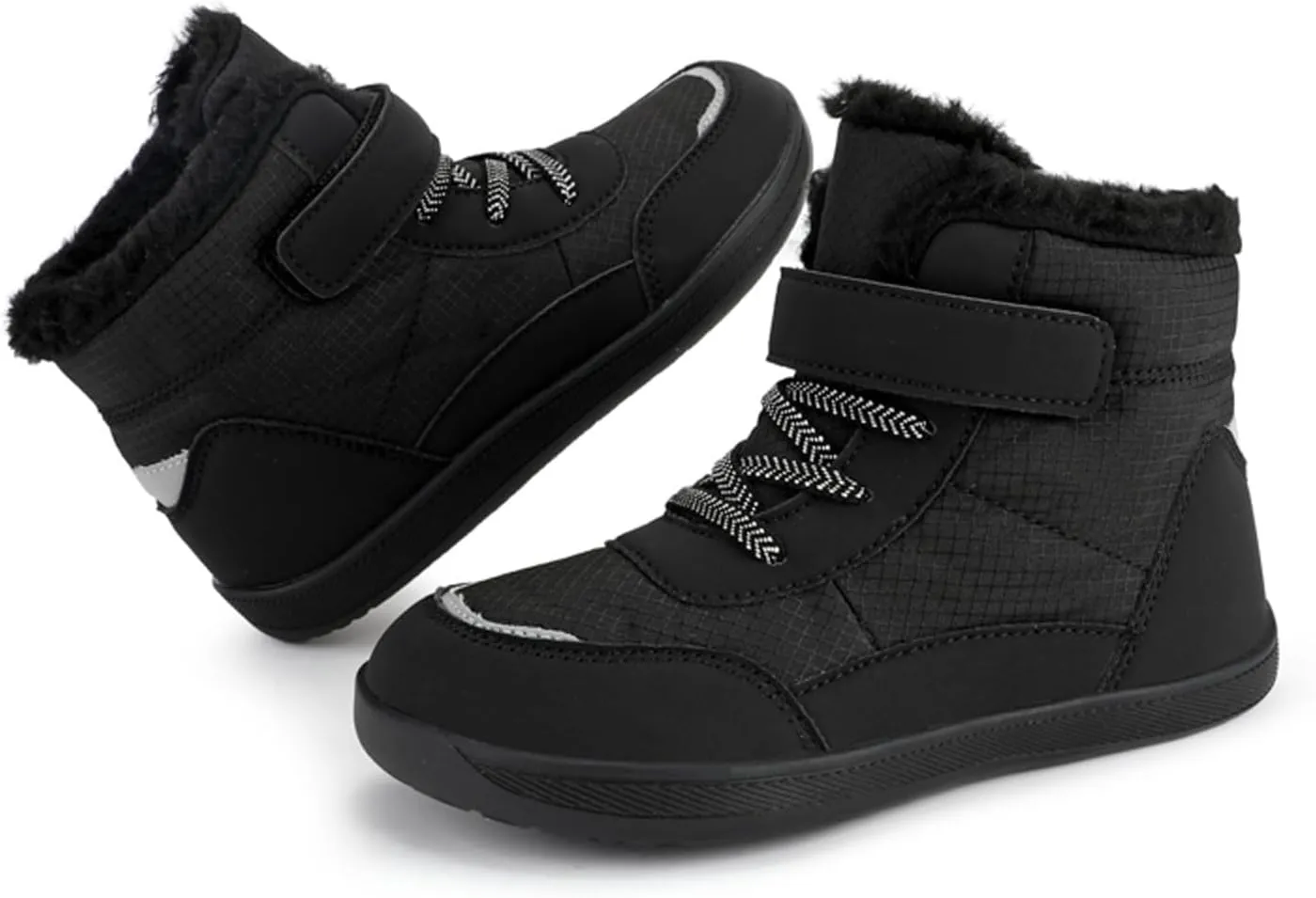 Fuzzy Lined Warm Snow Booties For Childrens Boys Girls Kids Open Toe Leather Soft Sole Boots Shoes Non Slip Sneaker