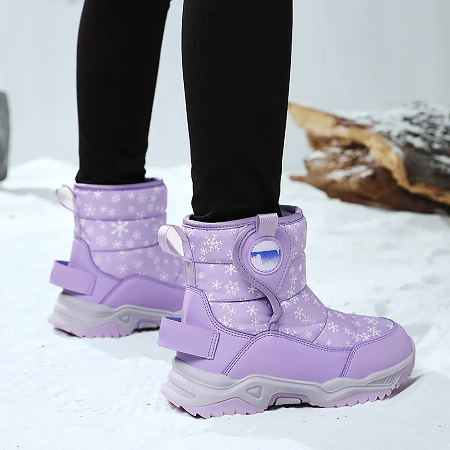 Girls Boys Snow Boots Outdoor Warm Comfortable Non Slip Mid Calf Padded Small Big Kids Winter Shoes Girls Boots Size 13