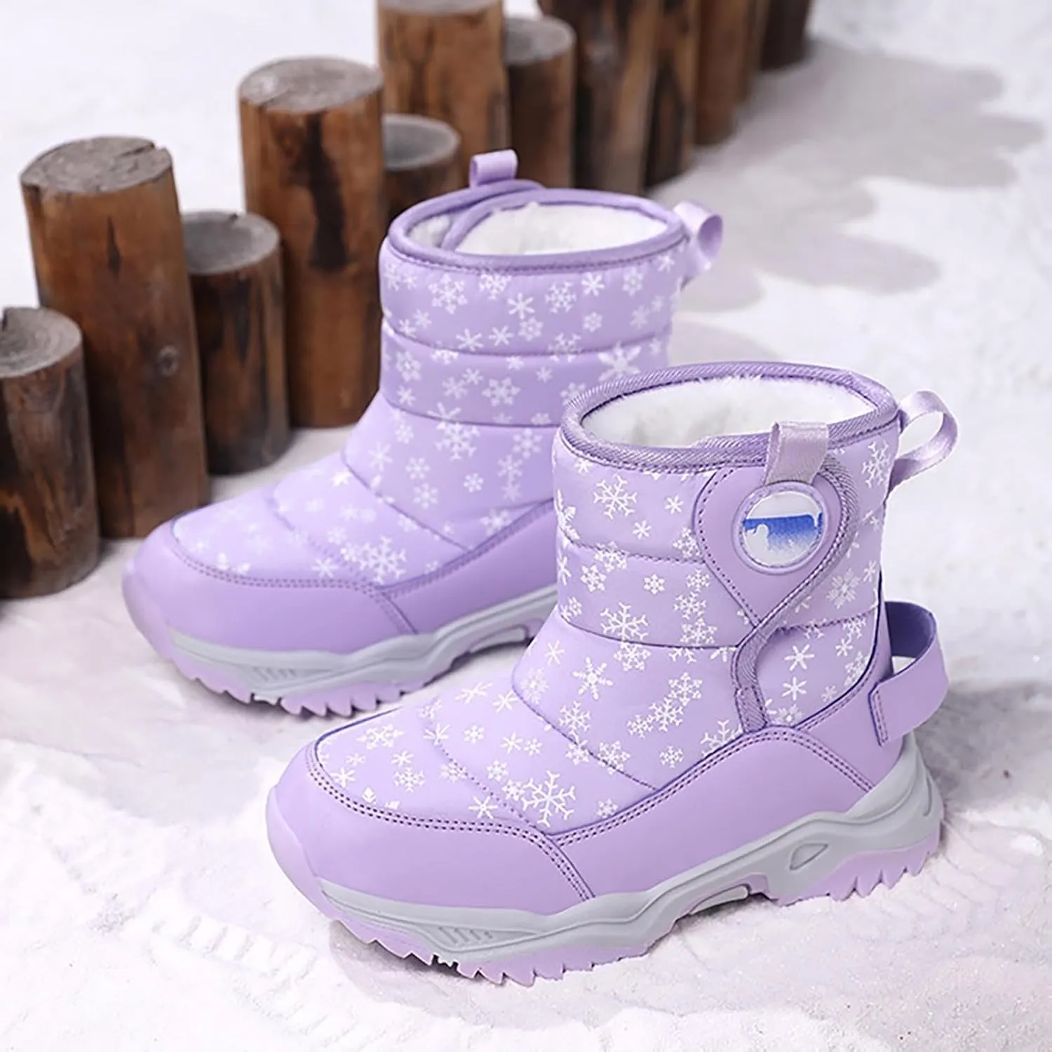Girls Boys Snow Boots Outdoor Warm Comfortable Non Slip Mid Calf Padded Small Big Kids Winter Shoes Girls Boots Size 13