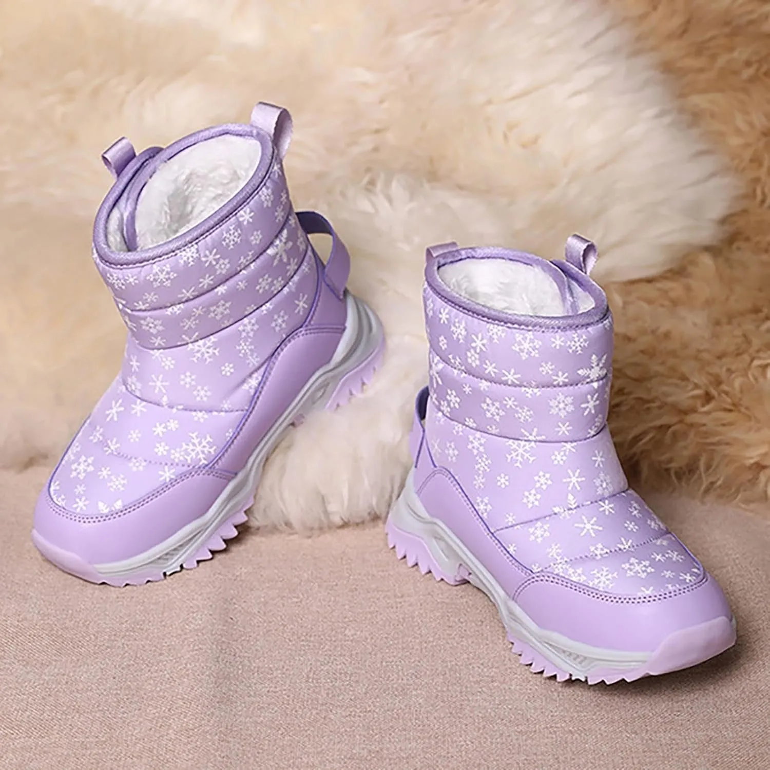 Girls Boys Snow Boots Outdoor Warm Comfortable Non Slip Mid Calf Padded Small Big Kids Winter Shoes Girls Boots Size 13