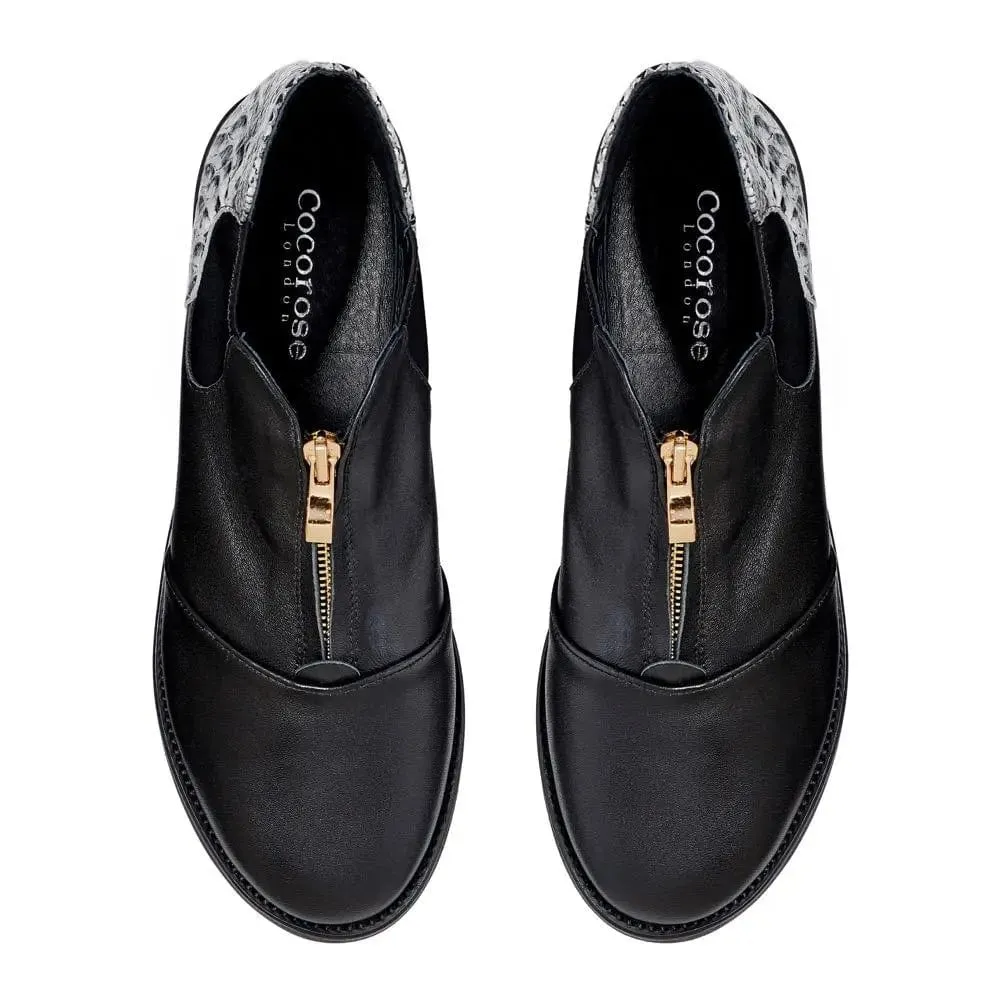 Hampstead - Black and Grey Snakeprint Leather Boots